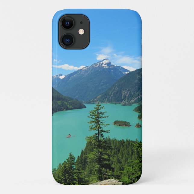 Capa Para iPhone 11 Lago Turquesa da Montanha Snowy em Washington (Verso)