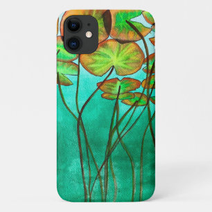 Capa Para iPhone 11 lagoa verde serena com lilypads