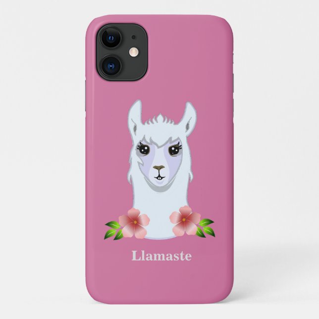Capa Para iPhone 11 Lama e flores em ouro-rosa (Verso)