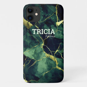 Capa Para iPhone 11 Lâmina de ouro esverdeada com tartaruga esverdeada