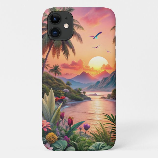 Capa Para iPhone 11 Landscape Tropical Beach (Verso)