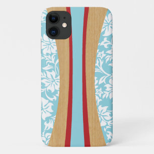 Capa Para iPhone 11 Laniakea Hawaiian Faux Wood Aqua Surfboard