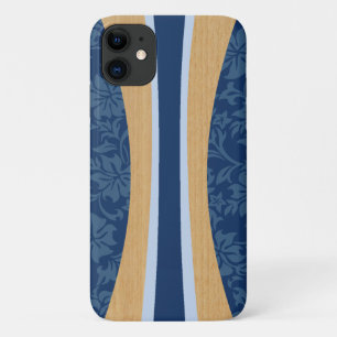 Capa Para iPhone 11 Laniakea Hawaiian Faux Wood Marinho Surfboard