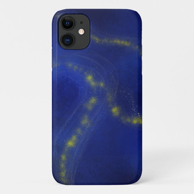 Capa Para iPhone 11 Lapis Azul e Dourado (Verso)