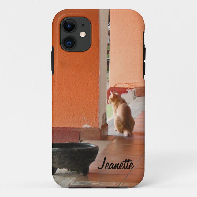 Capa Para iPhone 11 Laranja Cat com atitude, El Gato (Verso)