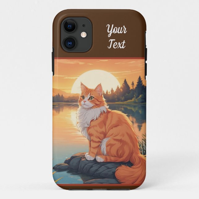 Capa Para iPhone 11 Laranja Cat por Lago (Verso)