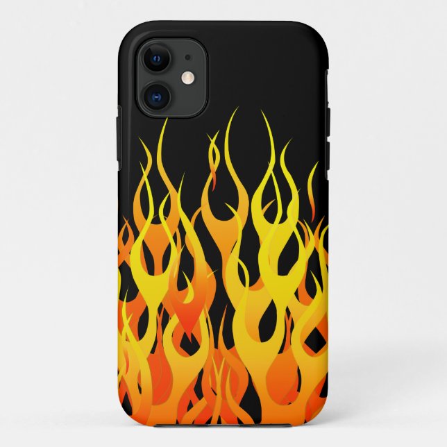 Capa Para iPhone 11 Laranja clássica que compete chamas no fogo (Verso)