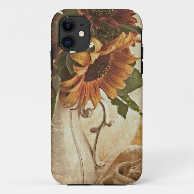 Capa Para iPhone 11 Laranja enferrujado Girassóis (Verso)