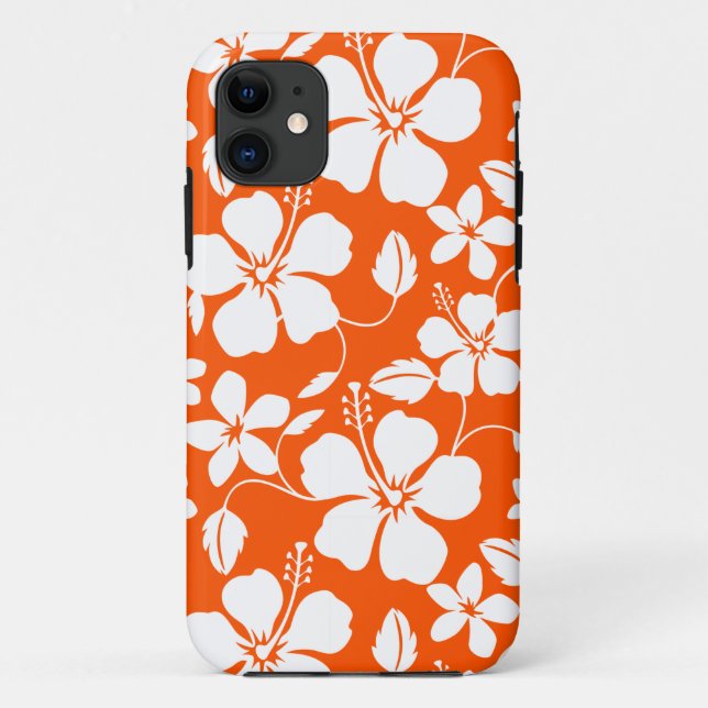 CAPA PARA iPhone 11 LARANJA HAWAIIAN HULA (HIBISCUS) (Verso)