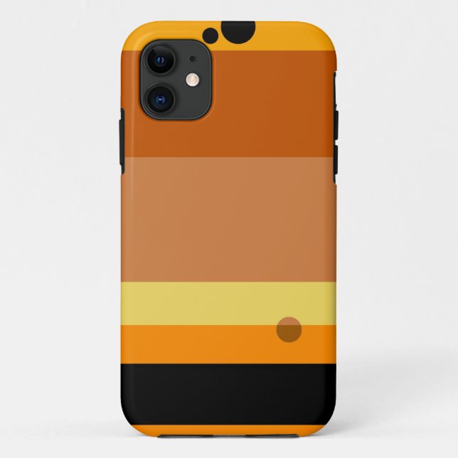 Capa Para iPhone 11 Laranja Retro, Amarelo, Traços Pretos Pontos Sem C (Verso)