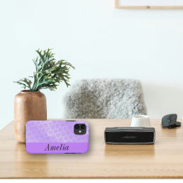 Capa Para iPhone 11 Latite de folhas roxas brilhante