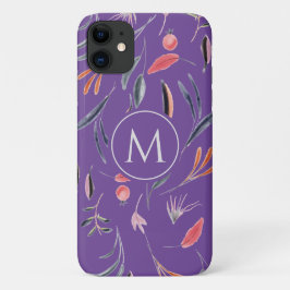 Capa Para iPhone 11 Lavanda Floral MONOGRAM Personalizada Personalizad