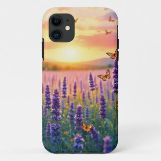 Capa Para iPhone 11 Lavander e Borboletas em Dusk