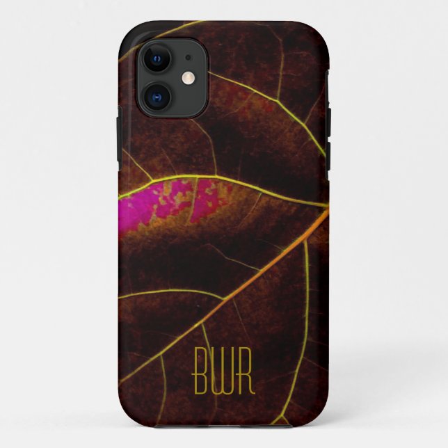 Capa Para iPhone 11 Leaf Closeup em Burgundy (Verso)