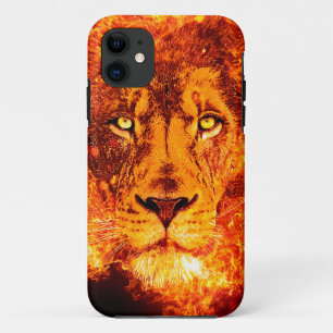 Capa Para iPhone 11 Leão Ardente Laranja Vermelho