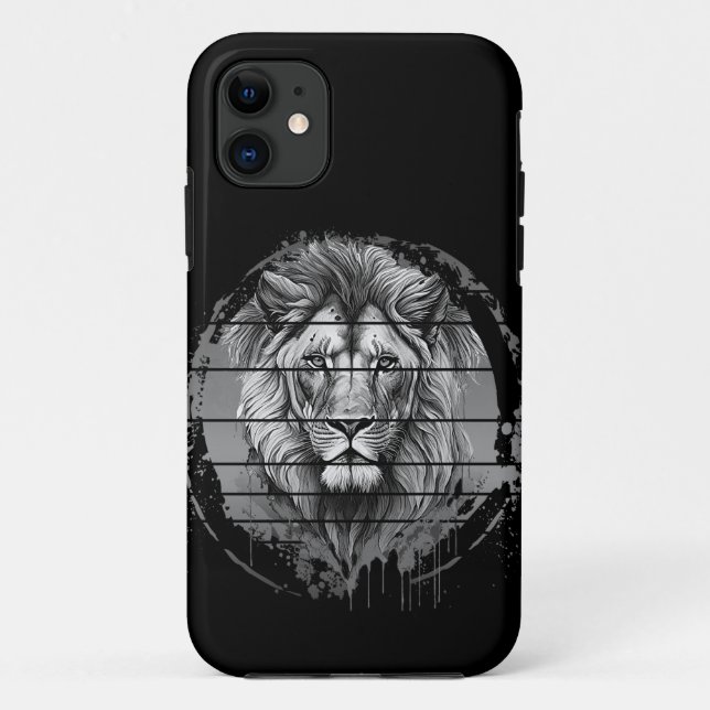 Capa Para iPhone 11 Leão Preto E Branco (Verso)