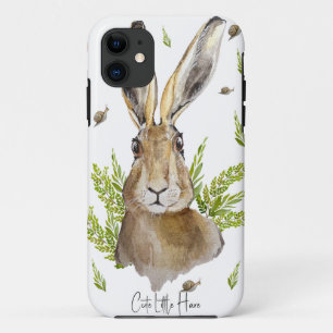 Capa Para iPhone 11 Lebre branca com fundo de maçãs e cogumelos