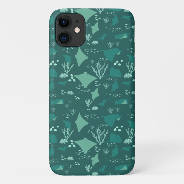 Capa Para iPhone 11 Legal Blue Sting Ray Marine Willife Padrão (Verso)