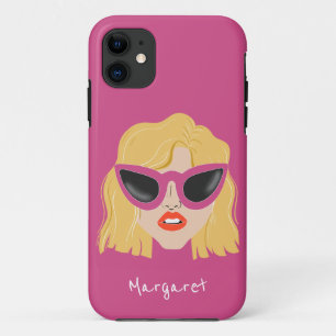 Capa Para iPhone 11 Legal loira com nome personalizado cor-de-rosa com