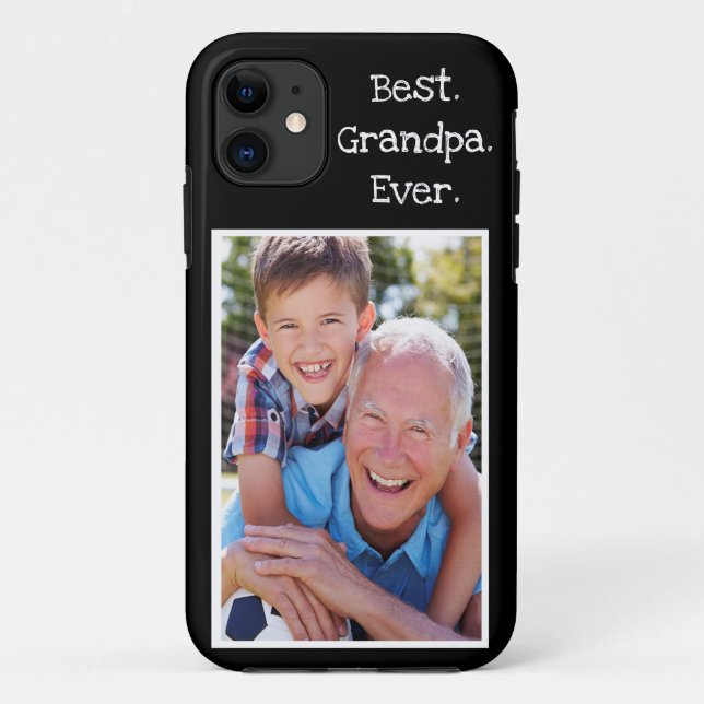 Capa Para iPhone 11 Legal Melhor Avô Alguma Foto Personalizada Preta (Verso)