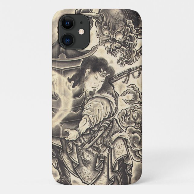 Capa Para iPhone 11 Legal tatuagem de tinta demoníaca de japão tradici (Verso)