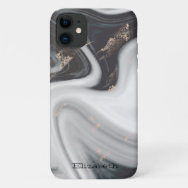 Capa Para iPhone 11 Legal textura de pedra branca-marmorta preta