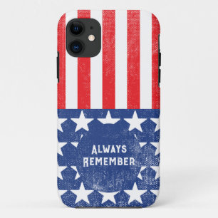 Capa Para iPhone 11 Lembre-se sempre do azul branco-vermelho-veterano
