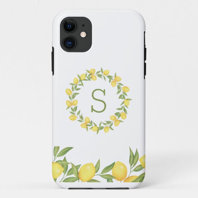 Capa Para iPhone 11 Lemons Greenery Monograma (Verso)