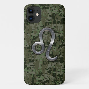 Capa Para iPhone 11 Leo Zodiac Símbolo Camuflagem Digital Verde