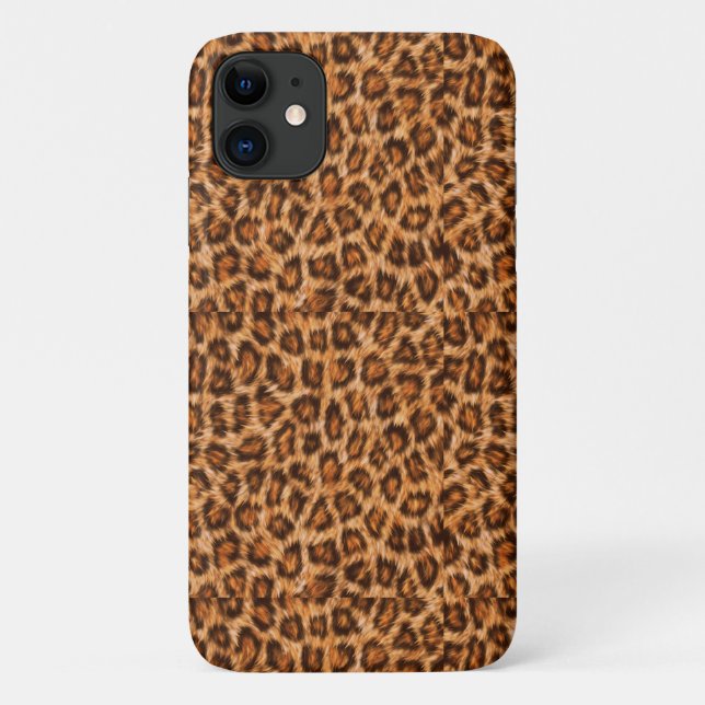 Capa Para iPhone 11 Leopard Jaguar Cat Brown fur Pattern-24609 (Verso)