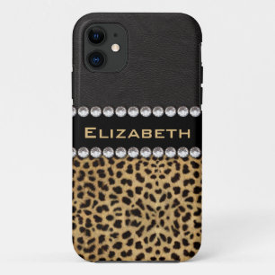 Capa Para iPhone 11 Leopard Spot Rhinestone Diamantes Monograma FOTO