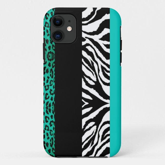 Capa Para iPhone 11 Leopardo azul do Aqua e impressão animal feito sob (Verso)