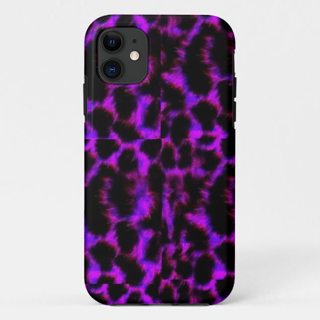 Capa Para iPhone 11 Leopardo de neve roxo (Verso)