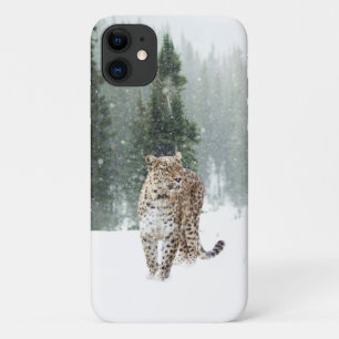 Capa Para iPhone 11 Leopardo na neve
