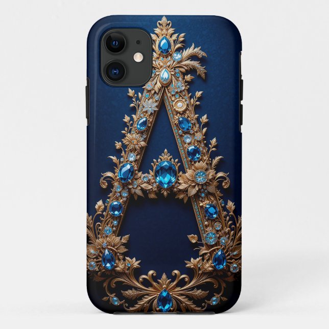 Capa Para iPhone 11 Letra A Dourada Ornamental Elegante (Verso)