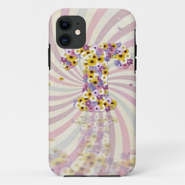 Capa Para iPhone 11 Letra de Flor T (Verso)