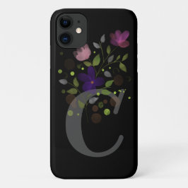 Capa Para iPhone 11 Letra inicial C + Design floral