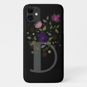 Capa Para iPhone 11 Letra inicial D + Design floral