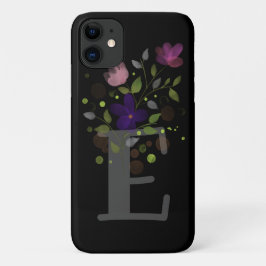 Capa Para iPhone 11 Letra inicial E + Design floral