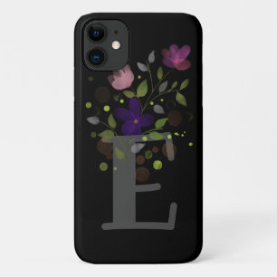 Capa Para iPhone 11 Letra inicial E + Design floral