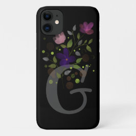 Capa Para iPhone 11 Letra inicial G + Design floral