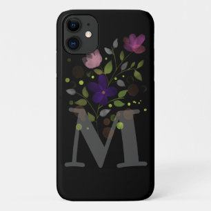 Capa Para iPhone 11 Letra inicial M + Design floral