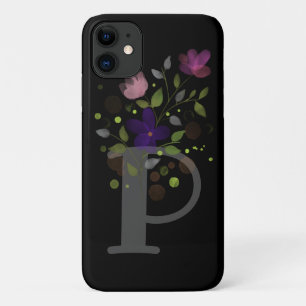 Capa Para iPhone 11 Letra inicial P + Design floral