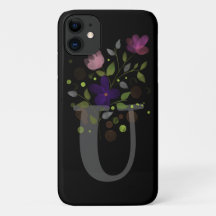 Letra inicial U + Design floral