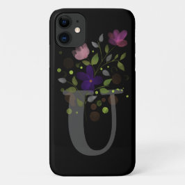 Capa Para iPhone 11 Letra inicial U + Design floral