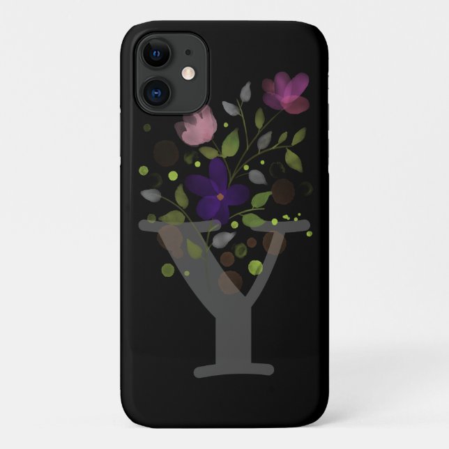 Capa Para iPhone 11 Letra inicial Y + Design floral (Verso)