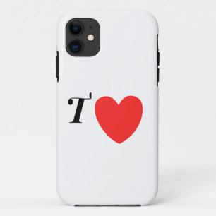 Capa Para iPhone 11 Letra T Coração - Design de Amor Inicial do Dia do