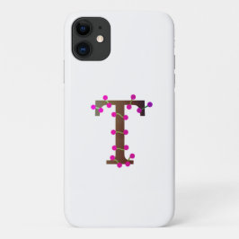 Capa Para iPhone 11 Letra T inicial decorativa em branco