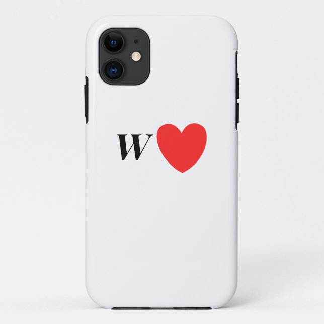 Capa Para iPhone 11 Letter W Heart - Valentine Initial Love Design (Verso)