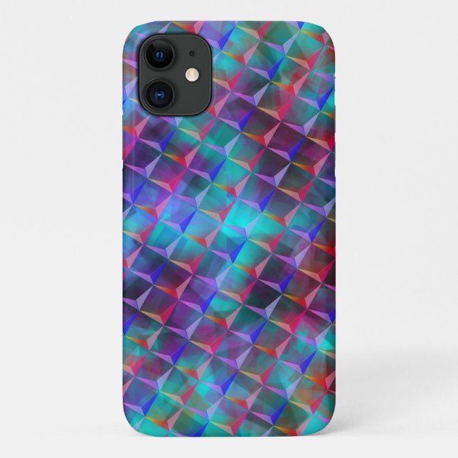 Capa Para iPhone 11 Lilás azulado e Bolsa de triângulos rosas 3D ou co (Verso)